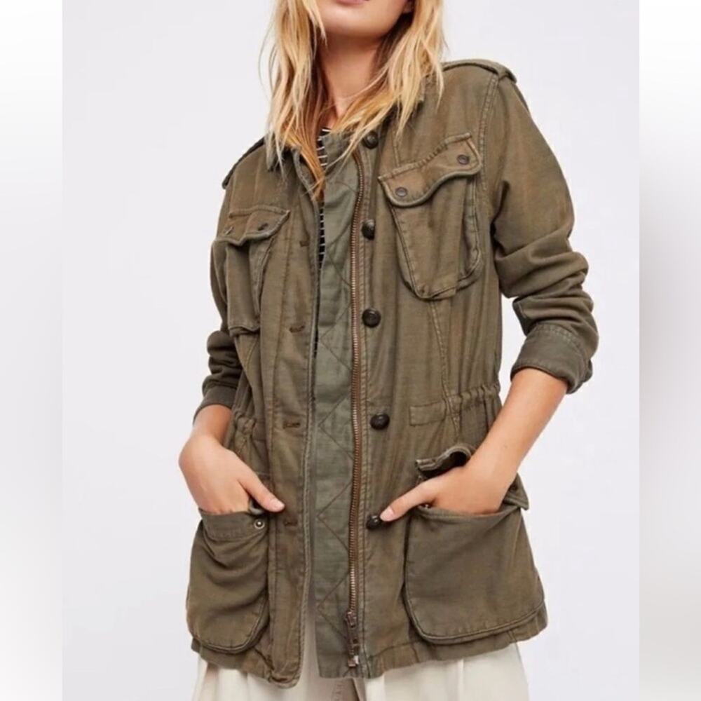 Free People Women’s Utility Jacket Small Army Green small cotton